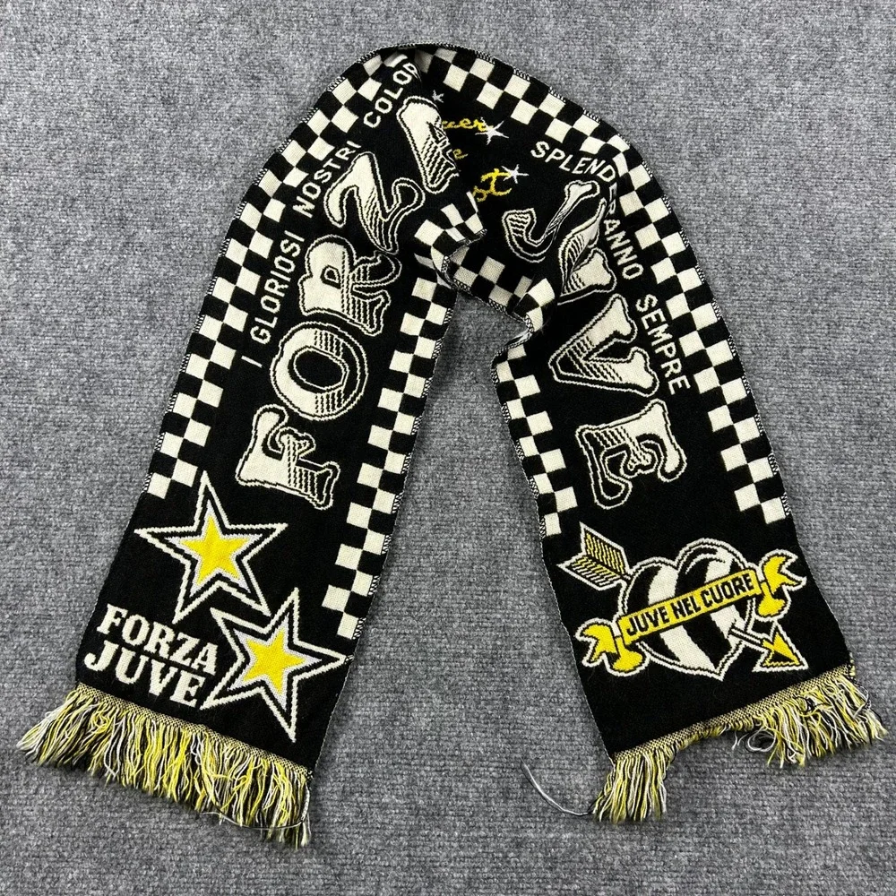 Juventus Scarf Unisex OS Black Forza Juve Soccer Fan Scarf Italian Football
